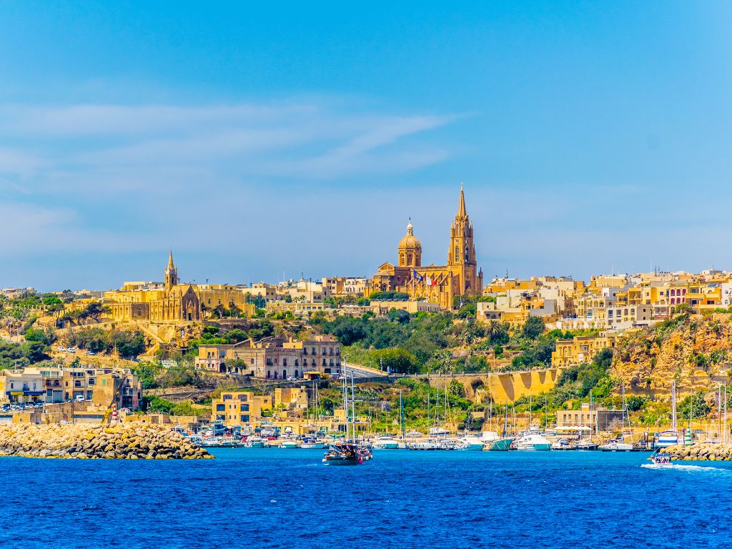 Seaside view of Mgarr on Gozo island for A Country Overview Malta